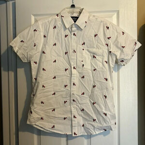 Monument men’s white button down Christmas tree shirt size medium